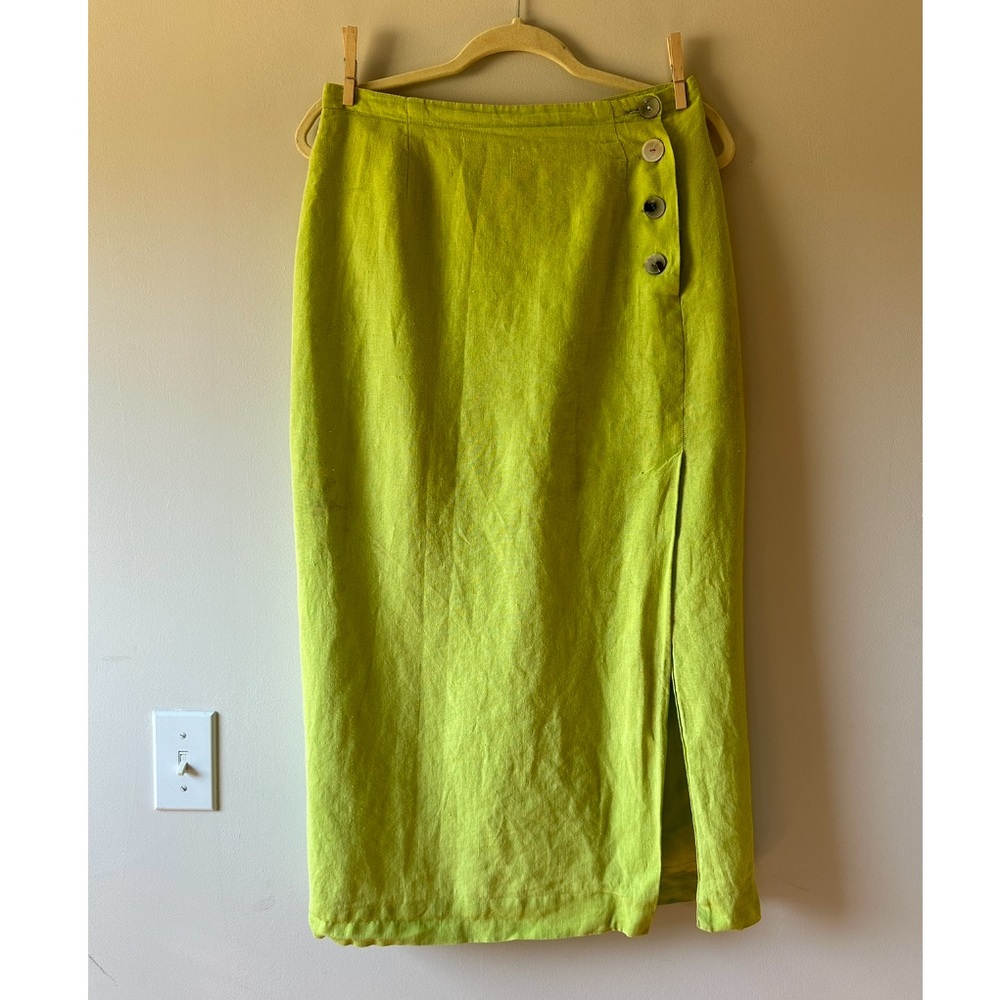 Linen midi skirt